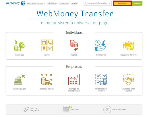 Hora de registrarse en WebMoney México